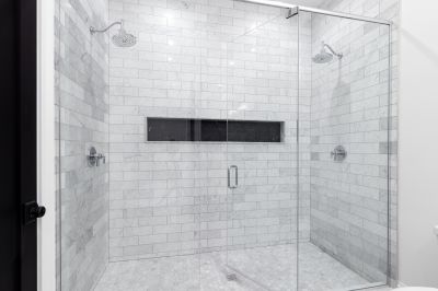 Walk-In Shower with Natural Stone Tiles
